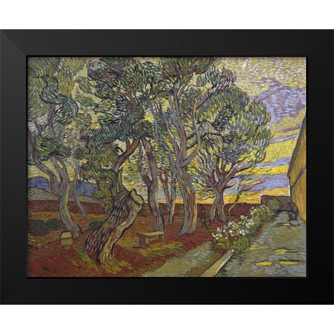 The garden of Saint Pauls Hospital Black Modern Wood Framed Art Print by van Gogh, Vincent