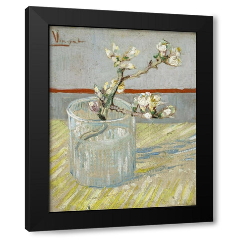 Sprig of flowering almond in a glass Black Modern Wood Framed Art Print with Double Matting by van Gogh, Vincent