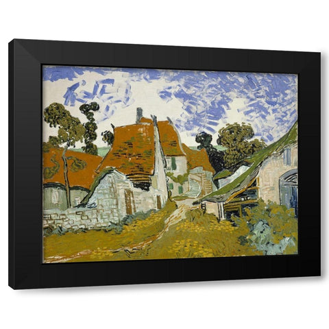 Street in Auvers-sur-Oise Black Modern Wood Framed Art Print with Double Matting by van Gogh, Vincent