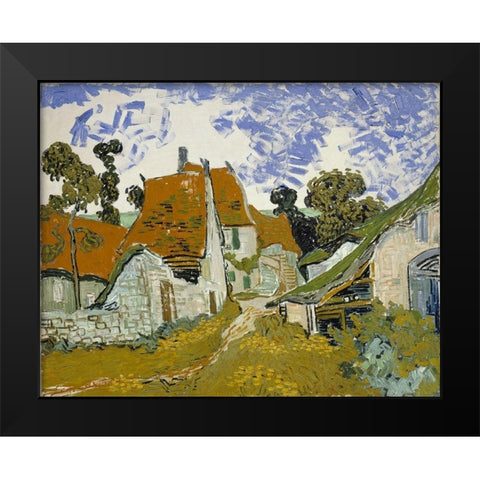Street in Auvers-sur-Oise Black Modern Wood Framed Art Print by van Gogh, Vincent