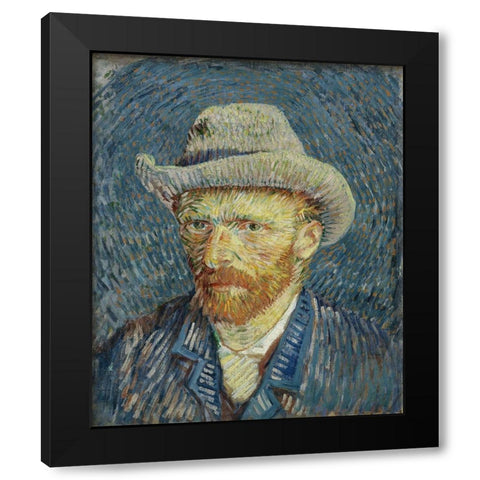 Self-portrait with grey felt hat Black Modern Wood Framed Art Print by van Gogh, Vincent