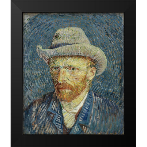 Self-portrait with grey felt hat Black Modern Wood Framed Art Print by van Gogh, Vincent