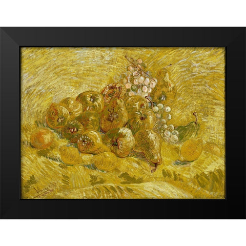 Quinces, lemons, pears and grapes Black Modern Wood Framed Art Print by van Gogh, Vincent