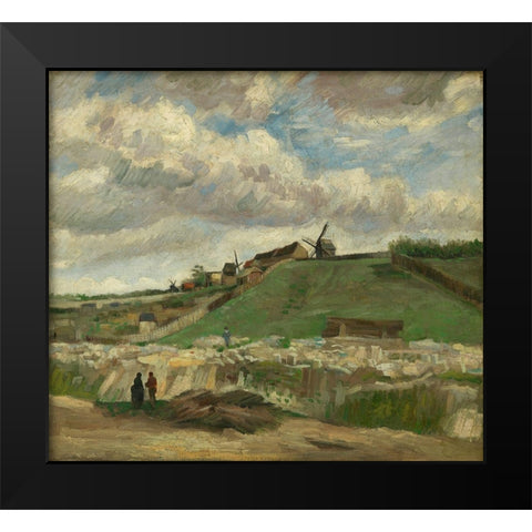 The hill of Montmartre with stone quarry Black Modern Wood Framed Art Print by van Gogh, Vincent