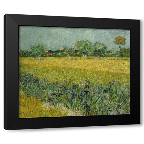 Field with flowers near Arles Black Modern Wood Framed Art Print with Double Matting by van Gogh, Vincent