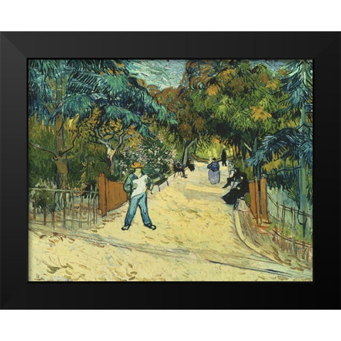 Entrance to the Public Gardens in Arle Black Modern Wood Framed Art Print by van Gogh, Vincent