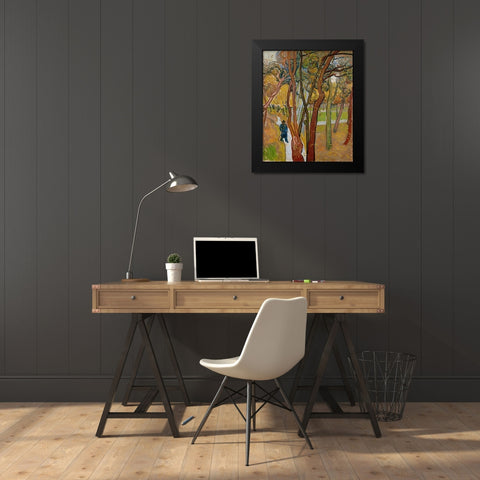 The garden of Saint Pauls Hospital Black Modern Wood Framed Art Print by van Gogh, Vincent