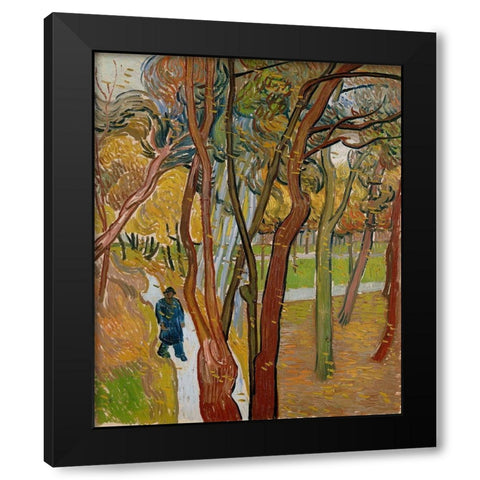 The garden of Saint Pauls Hospital Black Modern Wood Framed Art Print with Double Matting by van Gogh, Vincent