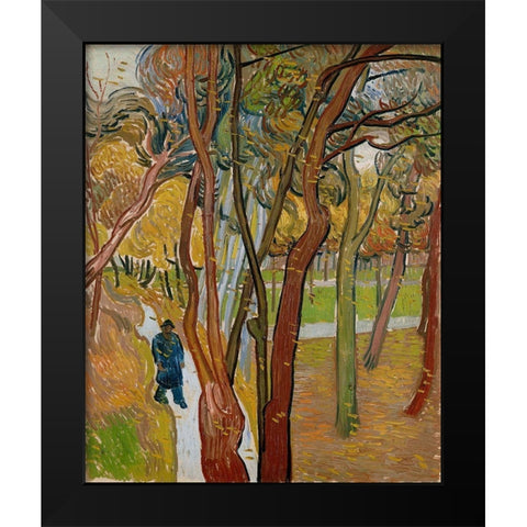 The garden of Saint Pauls Hospital Black Modern Wood Framed Art Print by van Gogh, Vincent