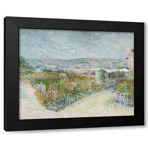 Montmartre, behind the Moulin de la Galette Black Modern Wood Framed Art Print by van Gogh, Vincent