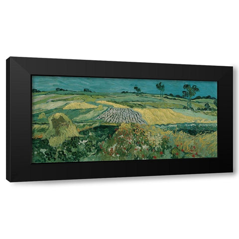 The Plain of Auvers Black Modern Wood Framed Art Print by van Gogh, Vincent