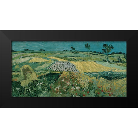 The Plain of Auvers Black Modern Wood Framed Art Print by van Gogh, Vincent