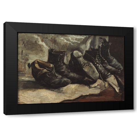 Three pairs of shoes Black Modern Wood Framed Art Print with Double Matting by van Gogh, Vincent