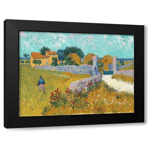 Farmhouse in Provence Black Modern Wood Framed Art Print with Double Matting by van Gogh, Vincent