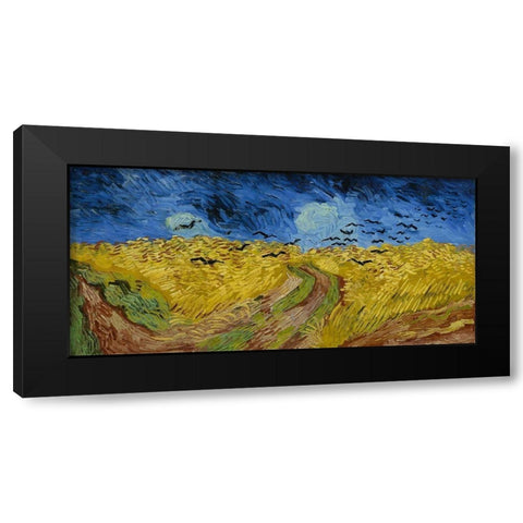 Wheat Field with Crows Black Modern Wood Framed Art Print by van Gogh, Vincent