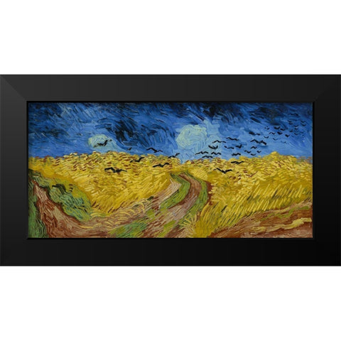 Wheat Field with Crows Black Modern Wood Framed Art Print by van Gogh, Vincent