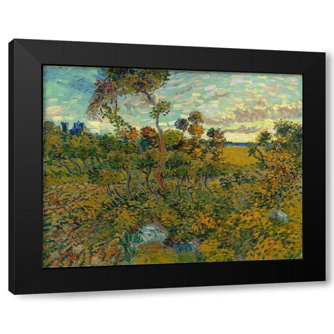 Sunset at Montmajour Black Modern Wood Framed Art Print by van Gogh, Vincent