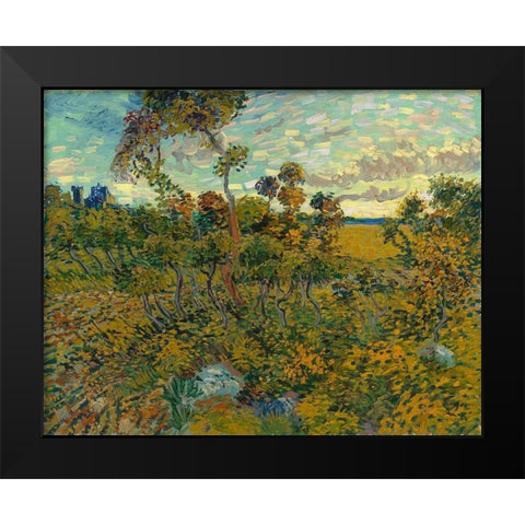 Sunset at Montmajour Black Modern Wood Framed Art Print by van Gogh, Vincent