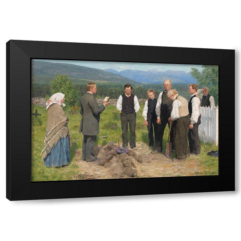 Peasant burial Black Modern Wood Framed Art Print by Werenskiold, Erik