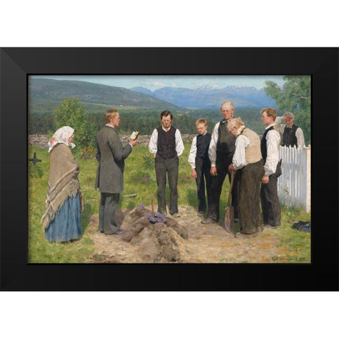 Peasant burial Black Modern Wood Framed Art Print by Werenskiold, Erik