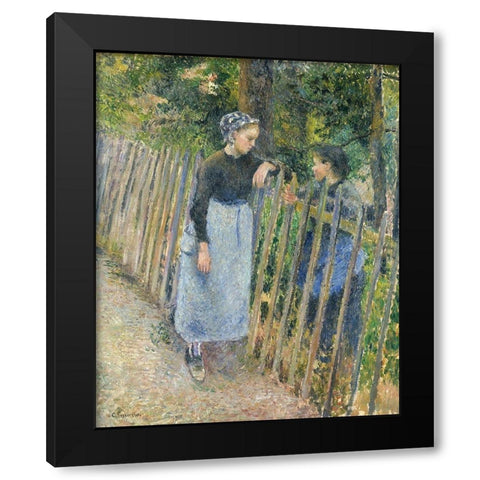 Conversation Black Modern Wood Framed Art Print by Pissarro, Camille