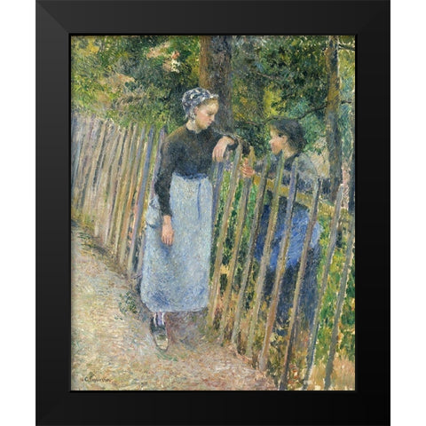 Conversation Black Modern Wood Framed Art Print by Pissarro, Camille