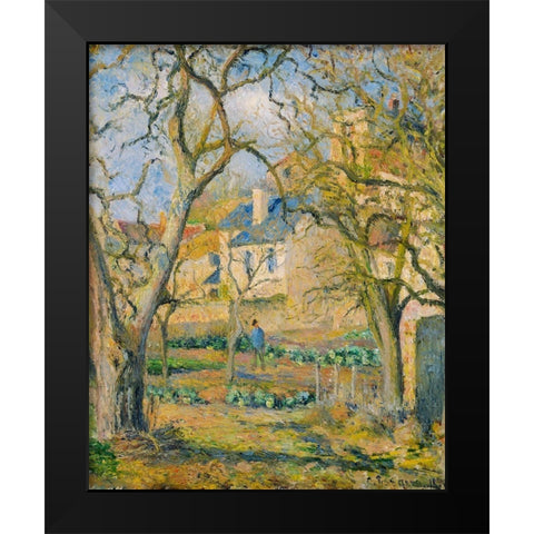 Vegetable Garden Black Modern Wood Framed Art Print by Pissarro, Camille