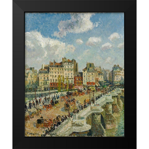 The Pont-Neuf Black Modern Wood Framed Art Print by Pissarro, Camille