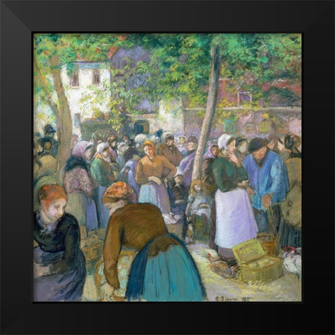 Poultry Market at Gisors Black Modern Wood Framed Art Print by Pissarro, Camille