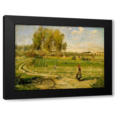 Giverny Black Modern Wood Framed Art Print with Double Matting by Pissarro, Camille