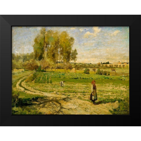 Giverny Black Modern Wood Framed Art Print by Pissarro, Camille
