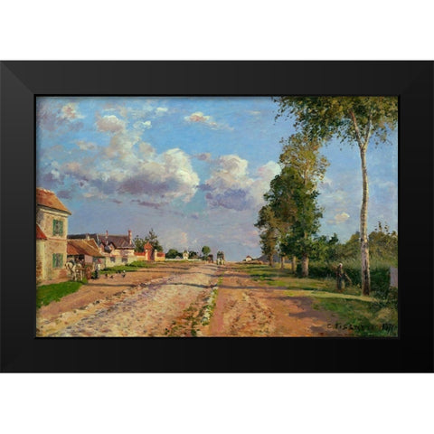 Route de Versailles, Rocquencourt Black Modern Wood Framed Art Print by Pissarro, Camille