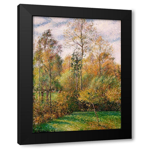 Automne, Peupliers, Eragny Black Modern Wood Framed Art Print with Double Matting by Pissarro, Camille