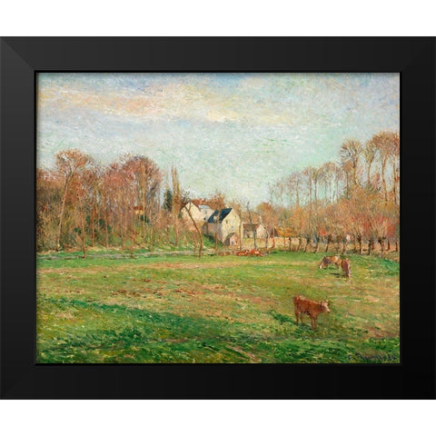 Field and Mill at Osny Black Modern Wood Framed Art Print by Pissarro, Camille