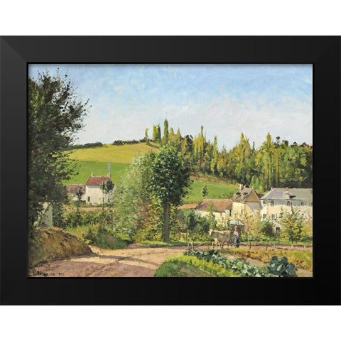 Hamlet around Pontoise Black Modern Wood Framed Art Print by Pissarro, Camille