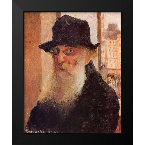 Self-portrait Black Modern Wood Framed Art Print by Pissarro, Camille