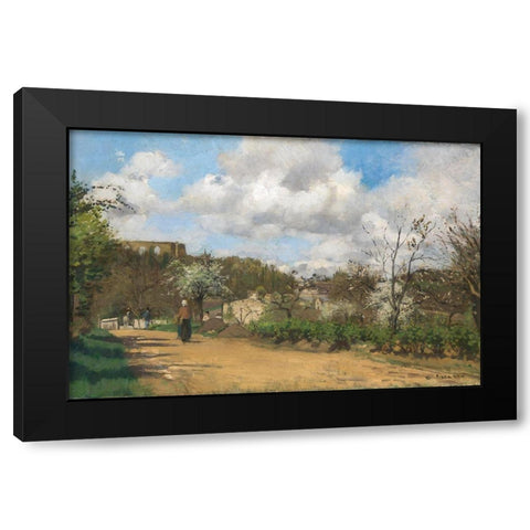 View from Louveciennes Black Modern Wood Framed Art Print by Pissarro, Camille