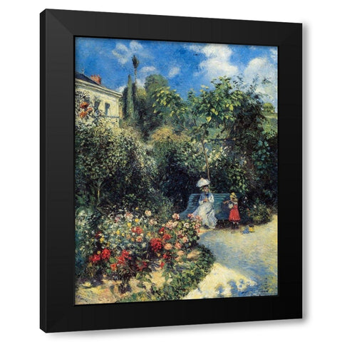 In the Garden of Les Mathurins at Pontoise Black Modern Wood Framed Art Print with Double Matting by Pissarro, Camille