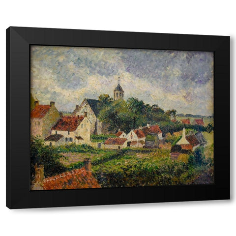 The village of Knokke Black Modern Wood Framed Art Print by Pissarro, Camille