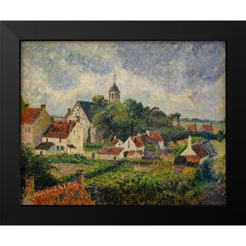 The village of Knokke Black Modern Wood Framed Art Print by Pissarro, Camille