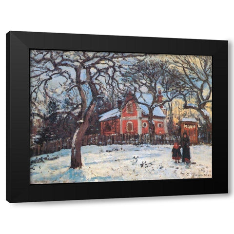 Chestnut trees in Louveciennes Black Modern Wood Framed Art Print with Double Matting by Pissarro, Camille
