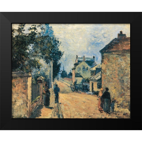 La Rue de LÂ´Hermitage, Pontoise Black Modern Wood Framed Art Print by Pissarro, Camille