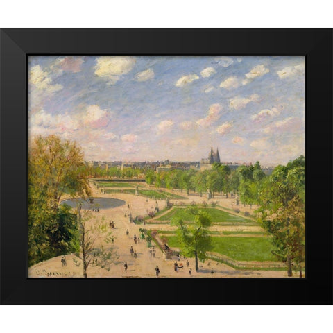 The Garden of the Tuileries on a Spring Morning Black Modern Wood Framed Art Print by Pissarro, Camille