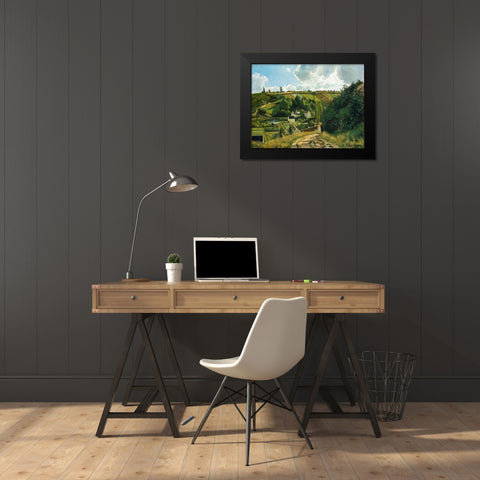 La Cote du Jallais Pontoise Black Modern Wood Framed Art Print by Pissarro, Camille