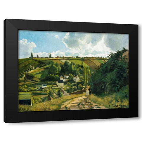 La Cote du Jallais Pontoise Black Modern Wood Framed Art Print by Pissarro, Camille