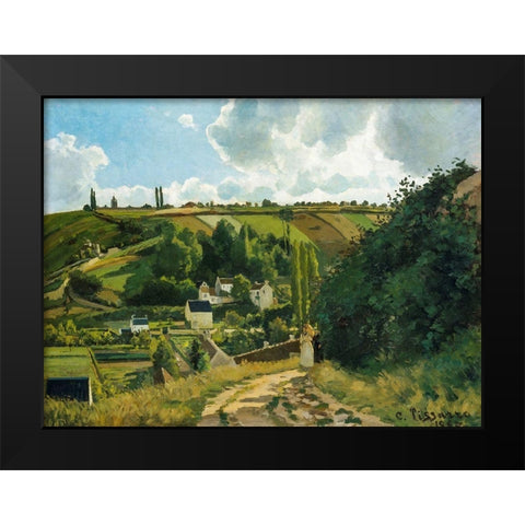 La Cote du Jallais Pontoise Black Modern Wood Framed Art Print by Pissarro, Camille