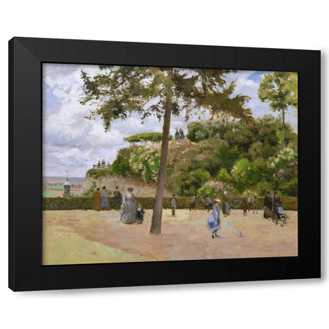The Public Garden at Pontoise Black Modern Wood Framed Art Print by Pissarro, Camille