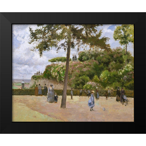 The Public Garden at Pontoise Black Modern Wood Framed Art Print by Pissarro, Camille
