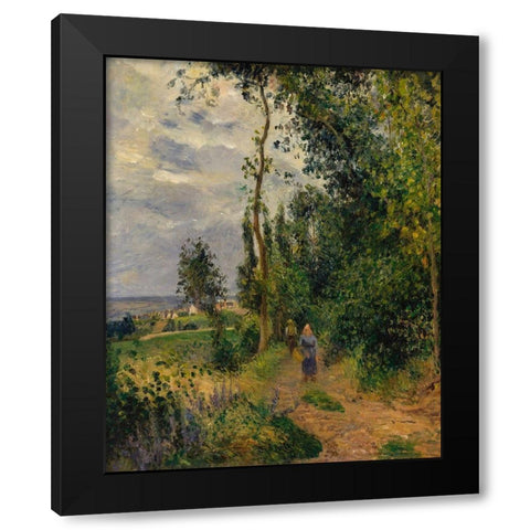 Cote des Grouettes, near Pontoise Black Modern Wood Framed Art Print with Double Matting by Pissarro, Camille
