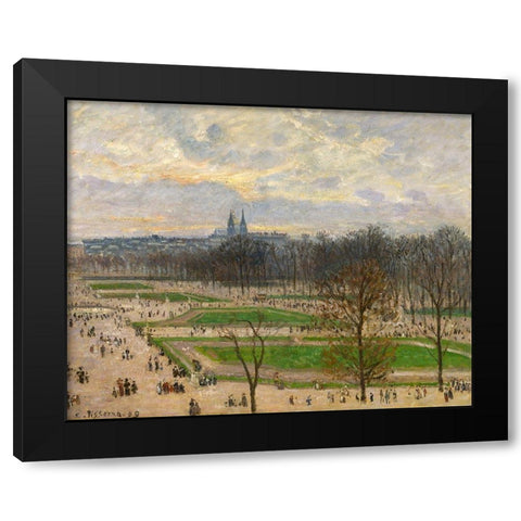 The Garden of the Tuileries on a Winter Afternoon Black Modern Wood Framed Art Print with Double Matting by Pissarro, Camille